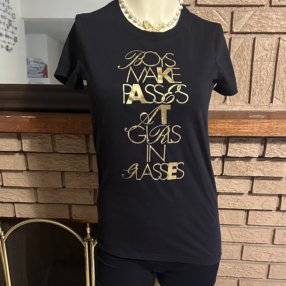 Kate Spade Black Tee with Gold Graphic